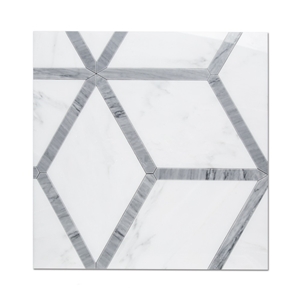 Statuary White Marble Waterjet Mosaic Bathroom Floor Tiles