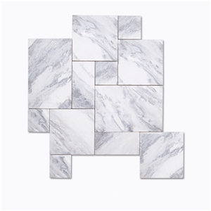 White Marble French Pattern Sandblasted Surface Mosaic Tiles