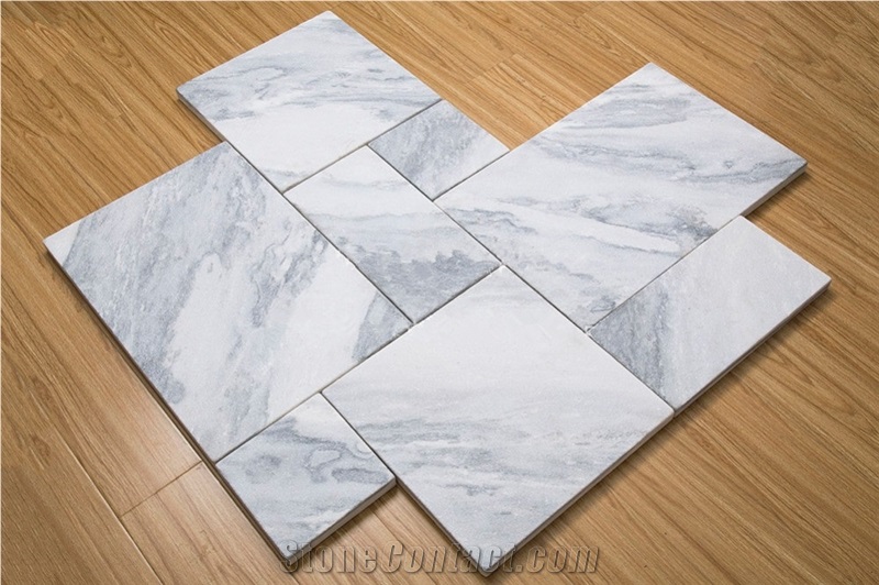 White Marble French Pattern Sandblasted Surface Mosaic Tiles