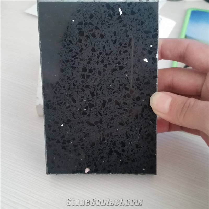 Black Galaxy Quartz Stone Sample Tile