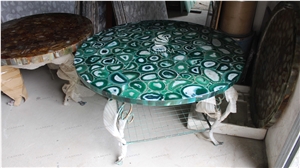 Hiqh Quality Blue Agate Polished Slab for Round Table for Dinning Room
