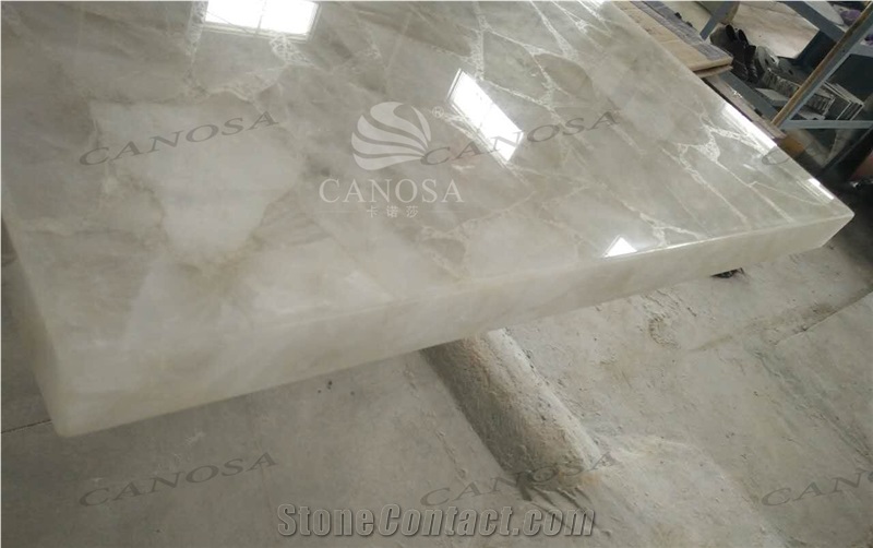White Quartz Side Inlay for Table Top