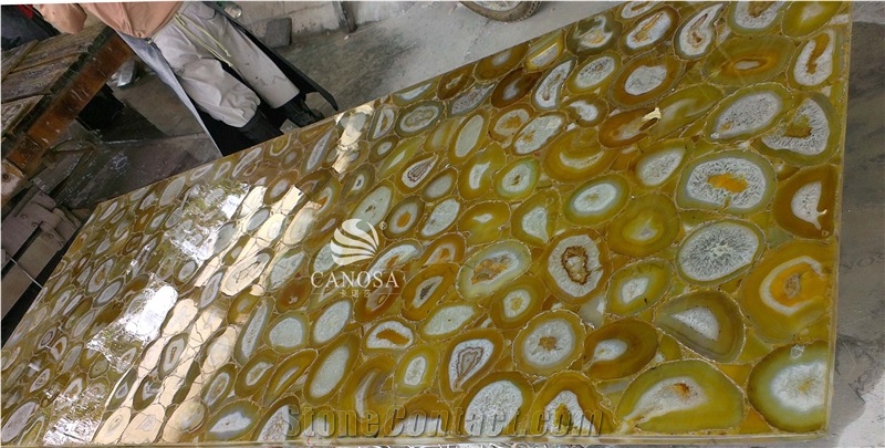 Yellow Agate Slabs for Bar Counter Top and Surface Decoration