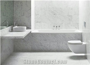 A Bianco Carrara White Marble Bath Top,Bathroom Countertop Vanity Top for Hotel Decor