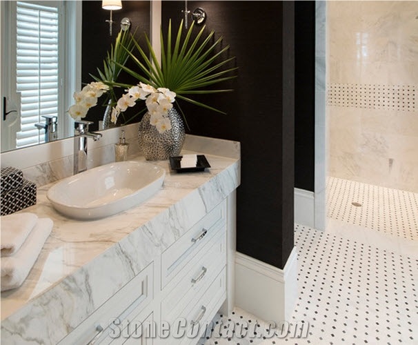 A Quality Bianco Carrara White Marble Bath Top,Bathroom Countertops Vanity Top for Hotel Decor-Gofar Customized