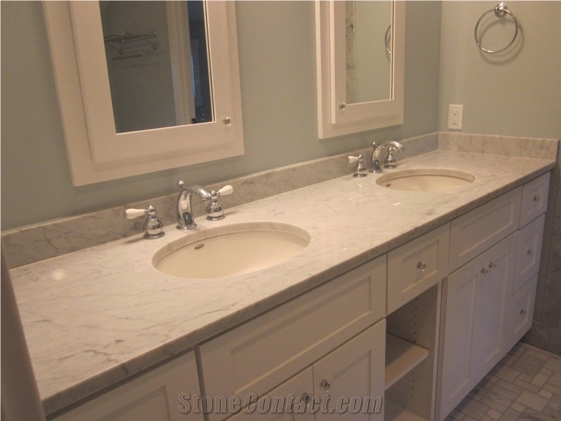 A Quality Bianco Carrara White Marble Bath Top,Bathroom Countertops, Vanity Top for Hotel Decor-Gofar Customized