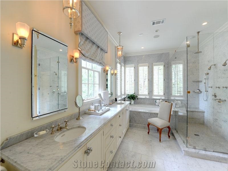 A Quality Bianco Carrara White Marble Bath Top,Bathroom Countertops, Vanity Top for Hotel Decor-Gofar Customized