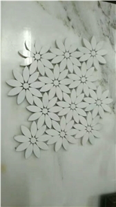 Bianco Dolomite White Marble Mix Cinderella Grey Marble Mosaic Flower Pattern Tiles for Bathroom Wall,Floor Interior Design Material Stone-Gofar