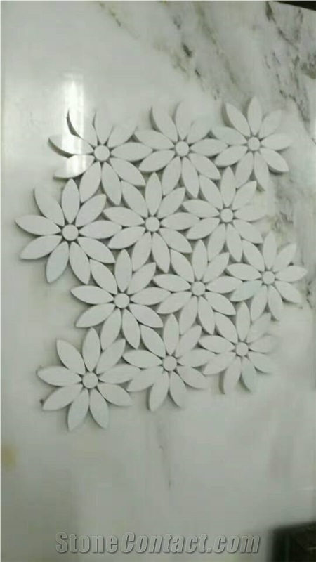 Bianco Dolomite White Marble Mosaic Flower Pattern Tiles for Bathroom Wall,Floor Interior Design Material Stone-Gofar