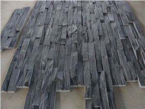 Black Slate Nero Culture Stone Wall Cladding Panel Tiles for Villa Exterior Building,Stacked Stone Veneer Stone Walling Gofar