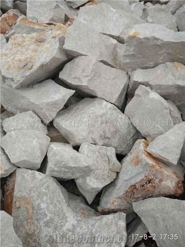 Block Stock Caesar Grey Marble Natural Split Face Garden Rock, Ocean Ash Markuni Beige Marble Boulders for Building Castal Wall Exterior Cladding Panel Gofar Stone