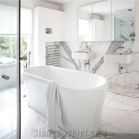 Curated visual reference: Fresh Look at Calacatta Gold White Marble Cut To Size Tile Wall Cladding