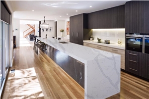 Calacatta White Engineered Quartz Stone Bench Tops/ Quartz Stone Kitchen Tops/Calacatta White Quartz Stone Kitchen Island Top Bar Tops