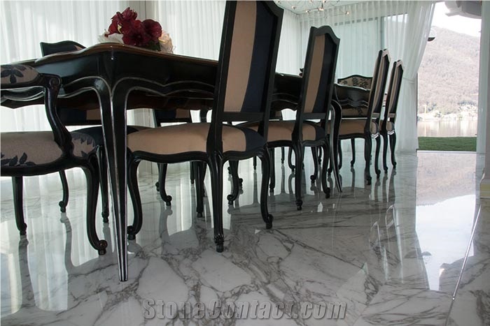 Calacatta White Marble Cut to Size Tile Wall Cladding Panel Floor Covering for Bathroom Design Modern Style