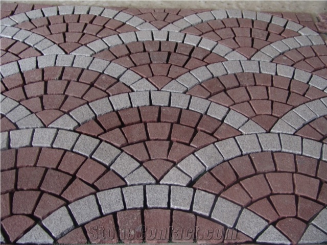 China Red Grey Sesame Granite Cube Stone Pavers,Exterior Pavers Pattern Sets,Cobblestone Patio Flooring Gofar