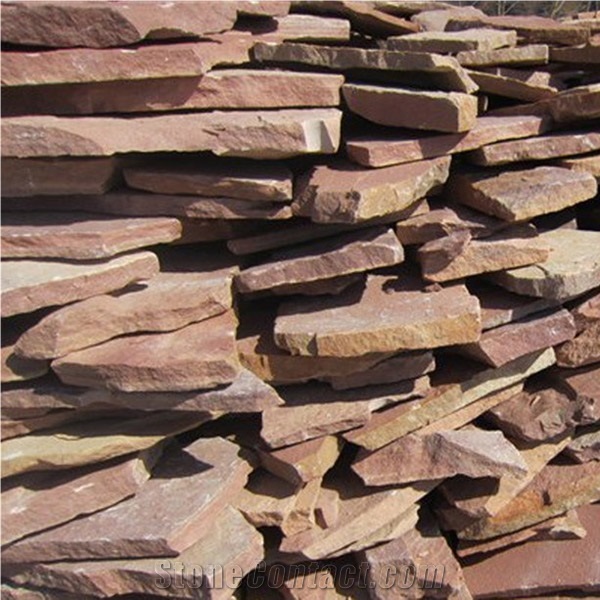 China Rusty Brown Slate Culture Stone Stacked Stone Wall Cladding Panel,Split Face Veneer Stone Ledge Stone Feature Wall Gofar