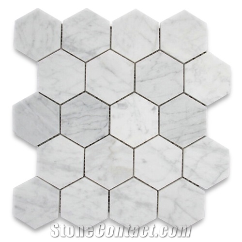 Circle Round Design Bianco Dolomite White Marble Mosaic Flower Pattern Tiles for Bathroom Wall,Floor Interior Design Material Stone-Gofar
