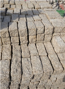 Cobble G682 Brick Road Pavers,Padang Giallo Rust Granite Cube Stone Brick Pavers Golden Garnet Paving Sets,Landscaping Stone-Gofar