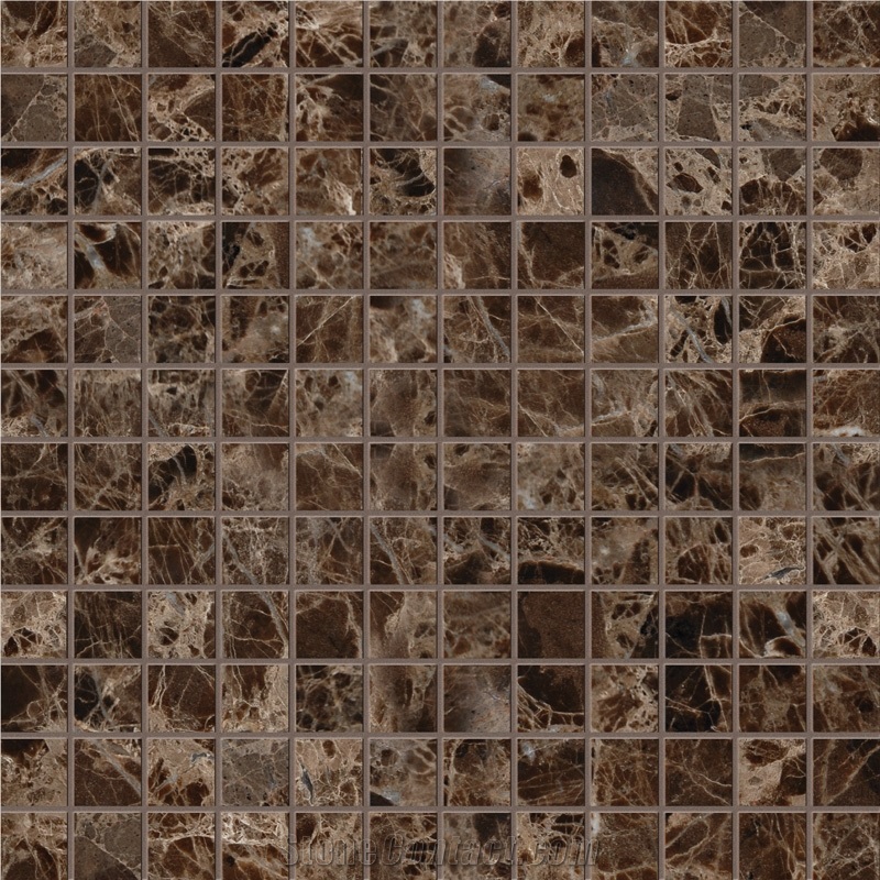 Dark Emperador Marble Linear Strips Metal Mosaic Pattern Tiles Wall Mosaic,Marron Imperial Bathroom Floor Interior Design Material Stone-Gofar