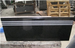 G684 Black Granite Stairs, China Nero Sesame Granite Step Customized Floor Panel,Airport Floor Covering Staircase