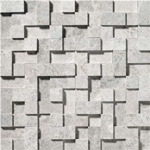 Grey Emperador Marble Mosaic Split Face Wall Panel Covering,Interior Decoration Stones-Gofar