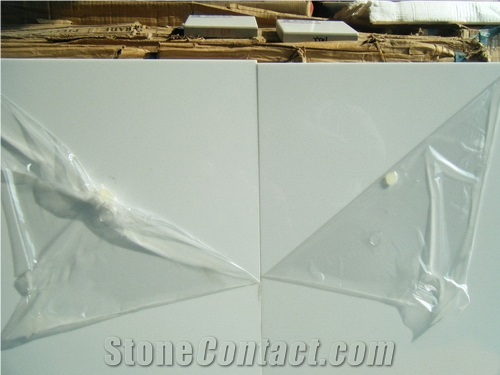Marmoglass Pure White Crystallized Glass Stone Thin Panel Hotel Wall Cladding,Floor Covering Pattern Gofar