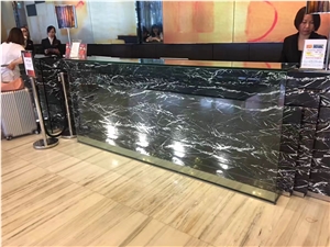 Oriental Black Nero Marquina Marble Reception Table Tops,Mosa Classic Marble Panel Desk Cladding,Hotel Covering Countertops-Gofar