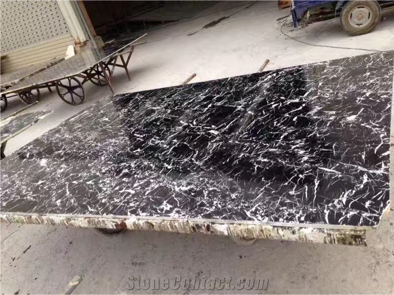 Oriental Black Nero Marquina Marble Tiles Slab,,Mosa Classic Marble Cut to Size for Villa Interior Wall Cladding,Hotel Floor Covering Skirting Pattern & Countertops-Gofar