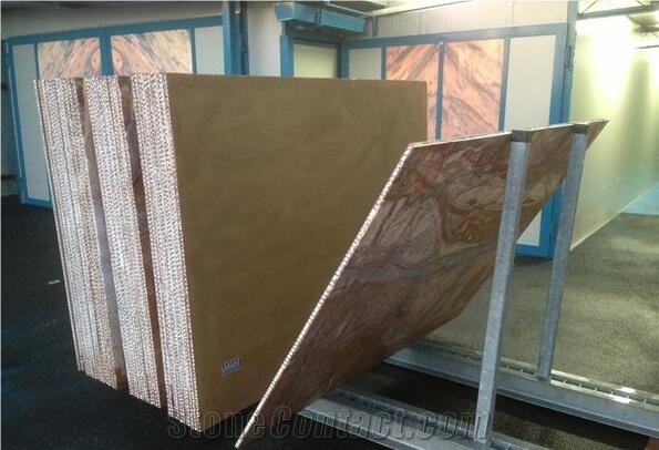 Rain Forest Brown Marble Honeycomb Stone Light Weight Thin Panels for Via Building Wall Cladding Project- Gofar