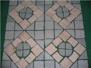 Sample Free China Rust Red Beige Sesame Granite Machine Cut Cube Stones Paver Cobble Exterior Pattern Sets,Floor Covering Cubestone