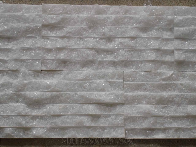 Split Face Crystal White Marble Culture Stone Stacked Stone Wall Panel,Snow White Marble Loose Stone Feature Wall Cladding-Gofar
