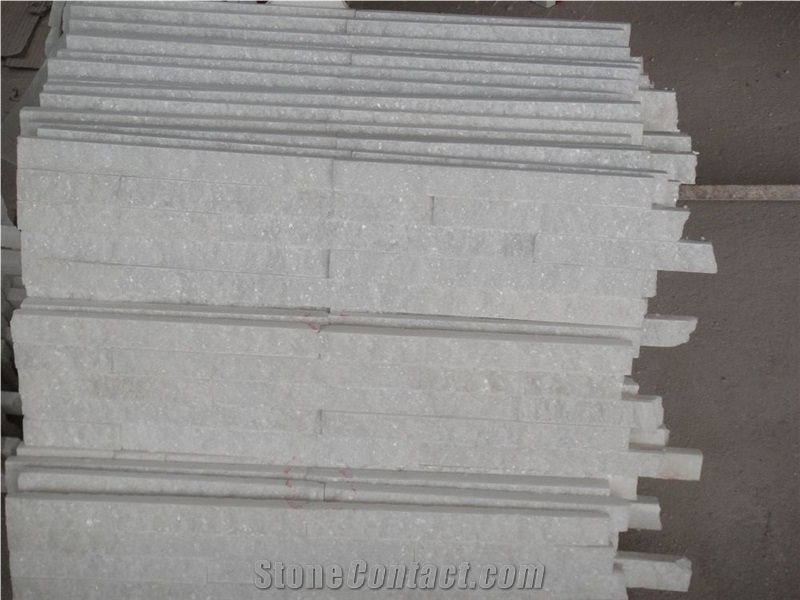 Split Face Crystal White Marble Culture Stone Stacked Stone Wall Panel,Snow White Marble Loose Stone Feature Wall Cladding-Gofar