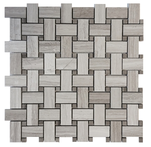 White Wooden Vein Marble Herringbone Mosaic Pattern Tiles,Wood Grain Marble Bathroom Wall Flooring Mosaic Sheet Interior Stone -Gofar