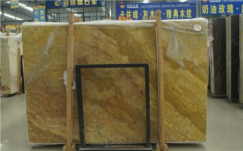 China Seattle Gold Marble Big Slabs For Floor Covering