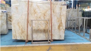 China New White and Brown Onyx,Tile and Slab,Wall Cladding,A Grade Natural Stone,Own Factory and Quarry Owner with Ce Certificate