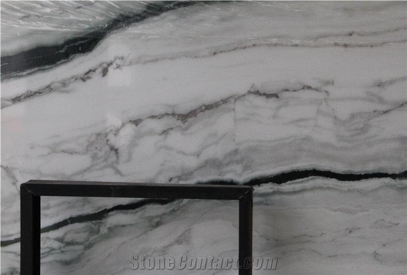 China Panda White Marble Landscape Paintings Dalmata Marble