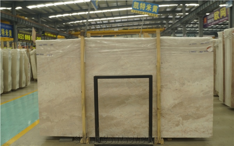 China Cream Rose Beige Marble Slabs For Hotel Decoration