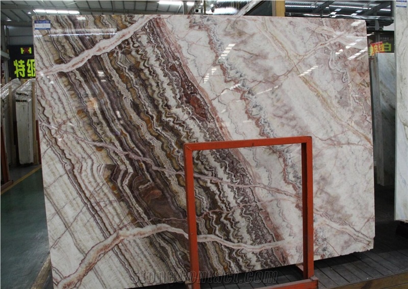 China Red Dragon Onyx Jade Bookmatched Slab For Wall