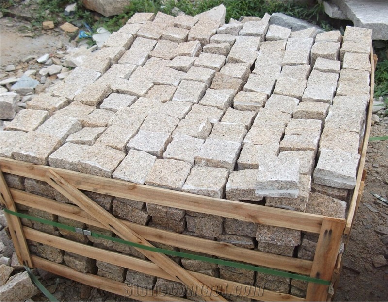 G682 China Rusty Yellow Granite,Cube Stone Paving Sets,Floor Covering,Garden Stepping Pavements,Walkway Pavers,Courtyard Road Pavers,Exterior Pattern