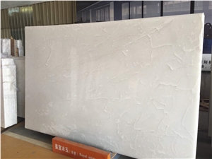 Cary Ice Marble White Jade Big Polished Slab For Floor