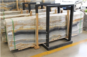 Volos Water Jade River Onyx Polished Slab Wall Bookmatched