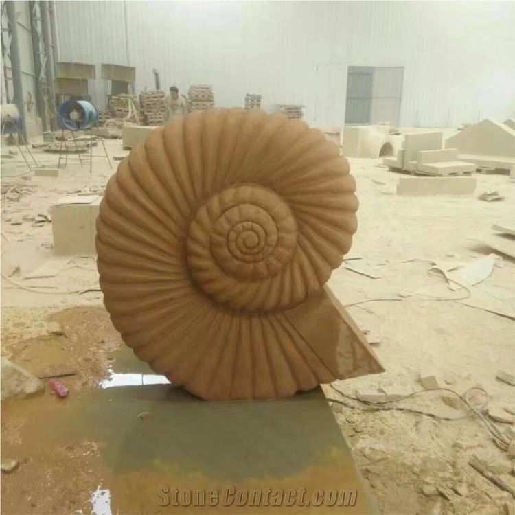 Gold Color Sandstone Sculptures Snail Sculpture Animal Sculptures