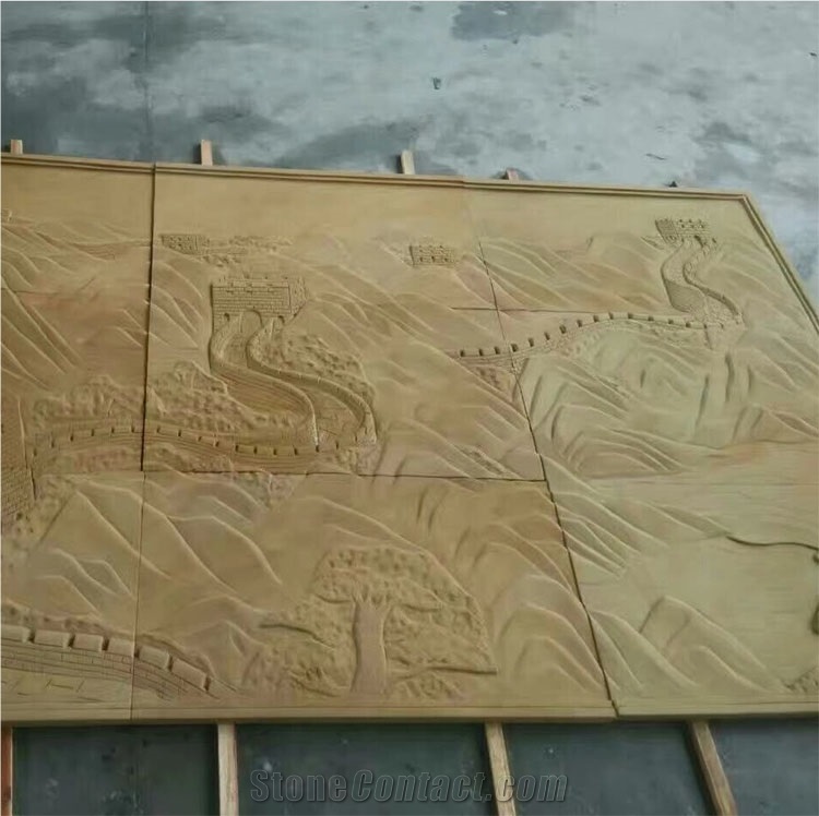 Yellow Sandstone Relief Chinese Great Wall Relief
