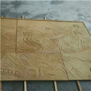 Yellow Sandstone Relief Chinese Great Wall Relief