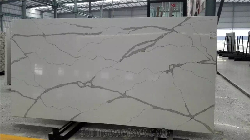 Artificial Calacatta Quartz Stone Slabs Tiles Flooring for Engineered Stone Walling