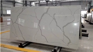 Artificial Calacatta White Quartz Stone Slabs Flooring Tiles, Calacatta Quartz Countertop