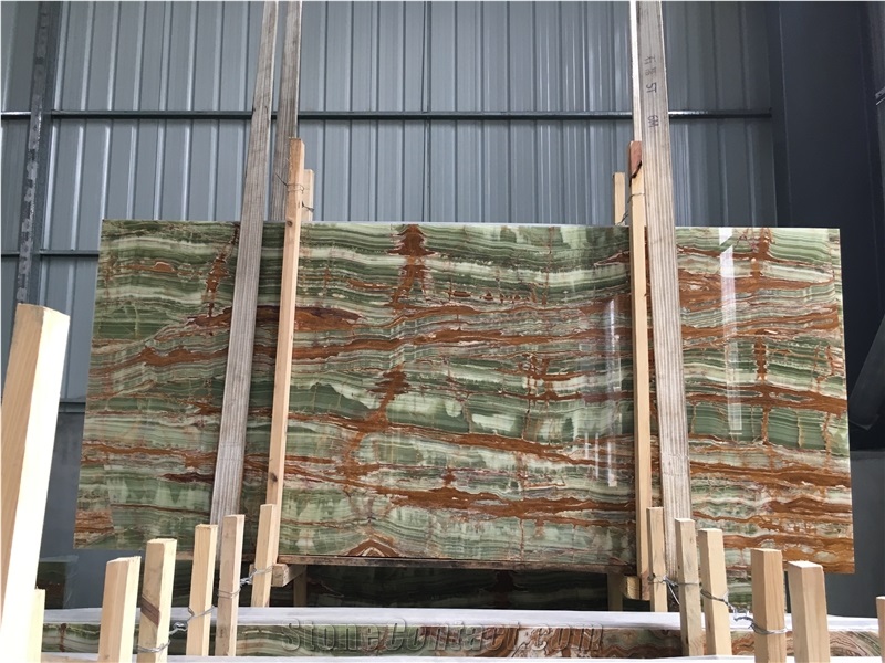 Bamboo Green Onyx Stone Slabs for Floor Tiles and Wall Pattern