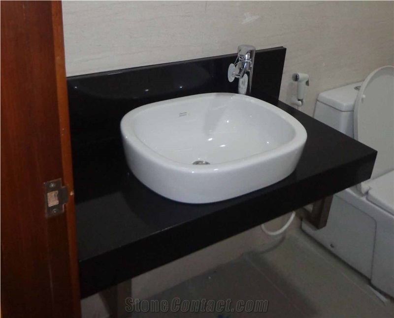 Black Granite Bathroom Countertops/Black Marble Bathroom Custom Vanity Tops/Black Engineered Stone