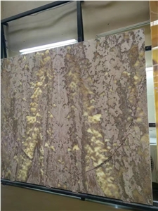 Bookmatched Backlit Translucent Wooden Onyx Slabs Covering Pattern/Onyx Wall Tiles/Onyx Stone Flooring