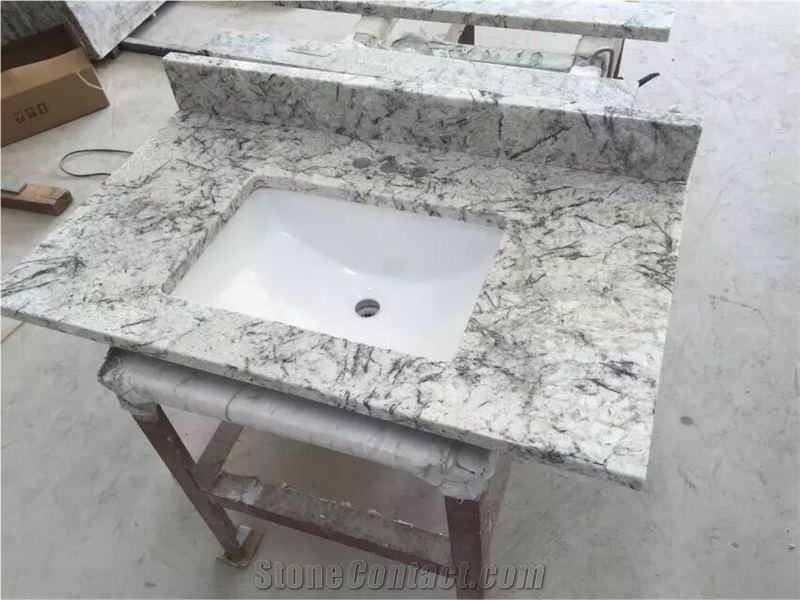 Brazil Ice Granite Bathroom Countertops and White Custom Bathroom Vanity Tops